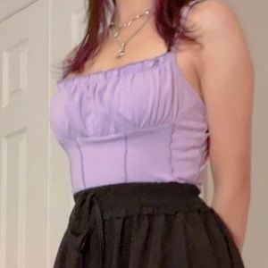 SHEIN lavender ruched frill trim cami top